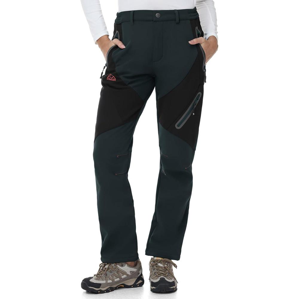 imageTBMPOY Womens Fleece Lined Ski Snow Pants Waterproof Winter Cargo Hiking Warm Thermal Softshell Insulated Outdoor PantDark Grey