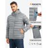 imageTBMPOY Mens Lightweight Packable Puffer Jackets Hooded Winter Bubble Coat Warm WaterResistant for Travel Casual HikingLight Grey