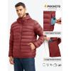 imageTBMPOY Mens Lightweight Packable Puffer Jackets Hooded Winter Bubble Coat Warm WaterResistant for Travel Casual HikingRed