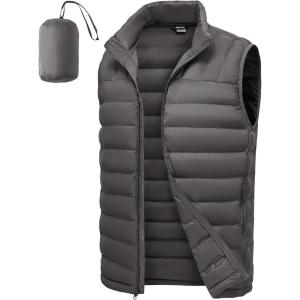 imageTBMPOY Mens Lightweight Packable Puffer Vest Sleeveless Puffy Outerwear WaterResistant Bubble Jackets Work Casual GolfDark Grey