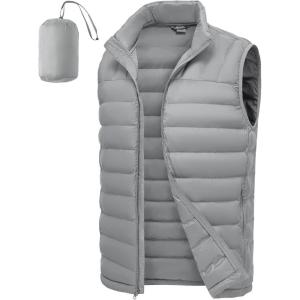 imageTBMPOY Mens Lightweight Packable Puffer Vest Sleeveless Puffy Outerwear WaterResistant Bubble Jackets Work Casual GolfLight Grey