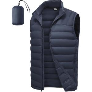 imageTBMPOY Mens Lightweight Packable Puffer Vest Sleeveless Puffy Outerwear WaterResistant Bubble Jackets Work Casual GolfNavy