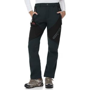 imageTBMPOY Womens Fleece Lined Ski Snow Pants Waterproof Winter Cargo Hiking Warm Thermal Softshell Insulated Outdoor PantDark Grey