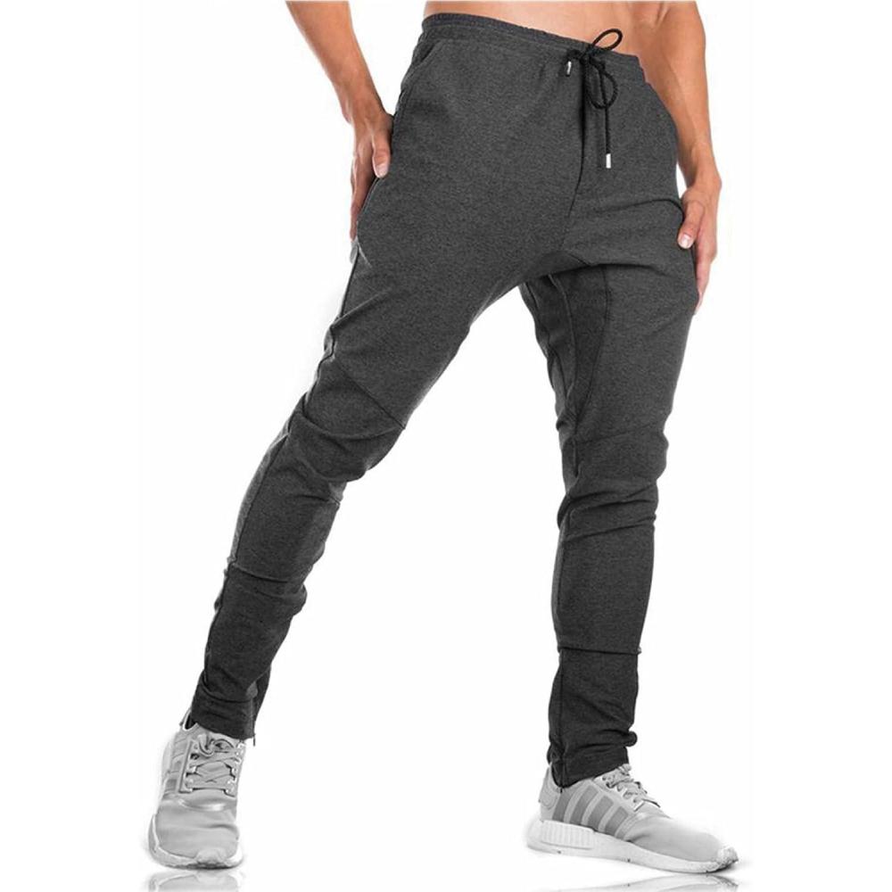 imageTBMPOY Mens Tapered Joggers Workout Athletic Running Sweatpants Slim Fit Drawstring Pants with Pockets01 Dark Grey