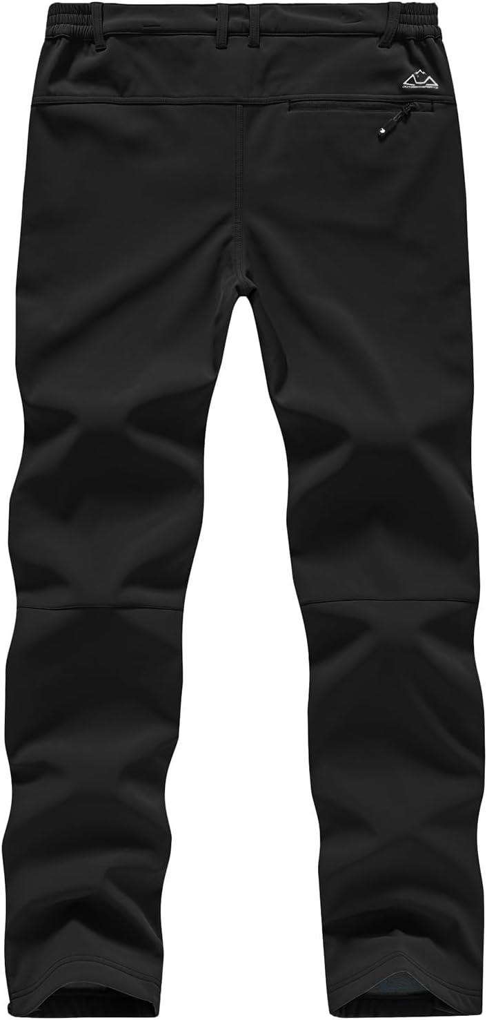 imageTBMPOY Mens Snow Ski Pants Waterproof Fleece Lined Insulated Softshell Winter Snowboard Hiking Zipper Bottom Leg1black