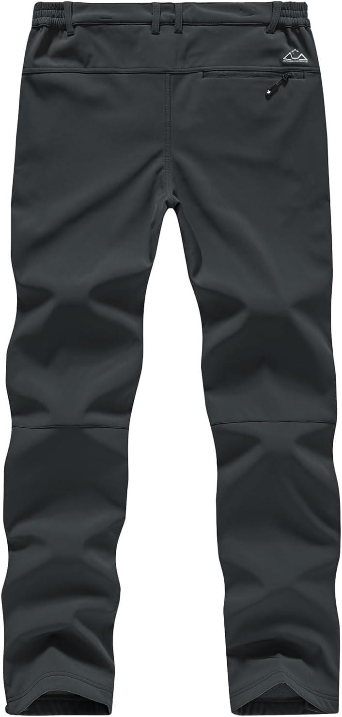 imageTBMPOY Mens Snow Ski Pants Waterproof Fleece Lined Insulated Softshell Winter Snowboard Hiking Zipper Bottom Leg2grey