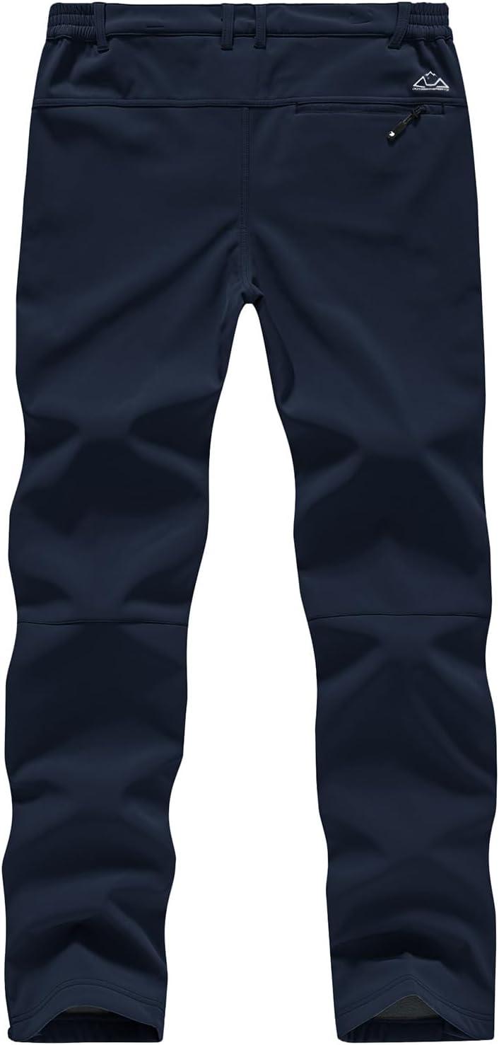imageTBMPOY Mens Snow Ski Pants Waterproof Fleece Lined Insulated Softshell Winter Snowboard Hiking Zipper Bottom Leg4navy