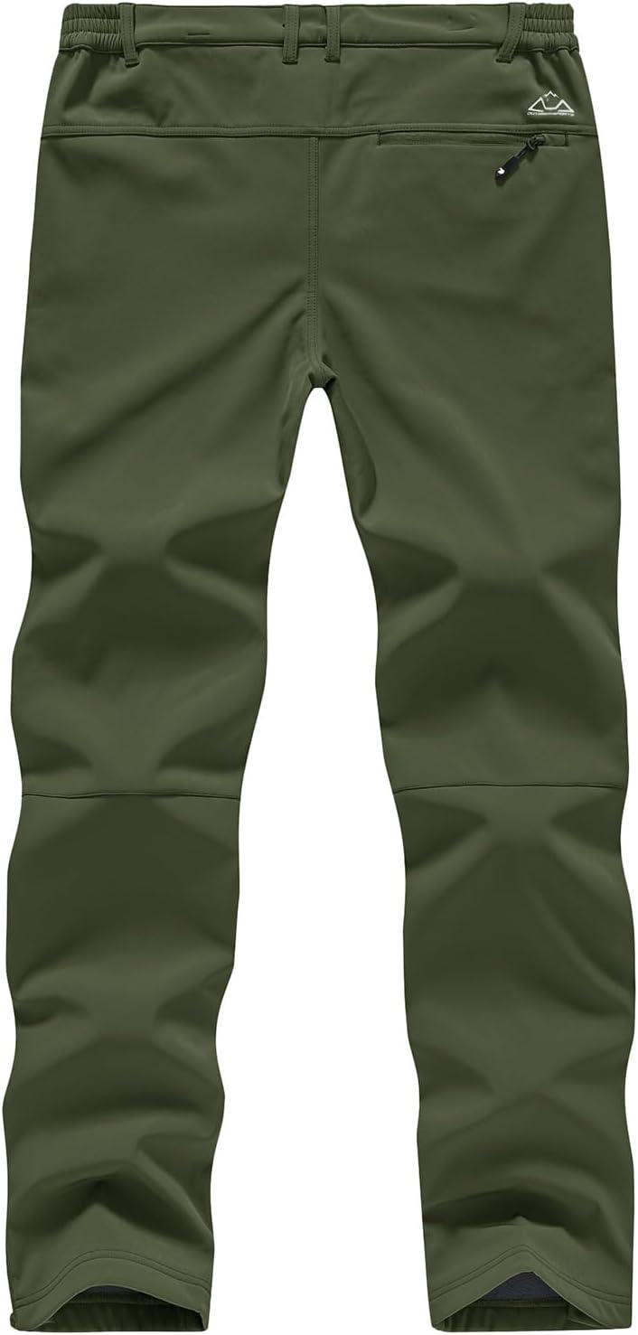 imageTBMPOY Mens Snow Ski Pants Waterproof Fleece Lined Insulated Softshell Winter Snowboard Hiking Zipper Bottom Leg5green