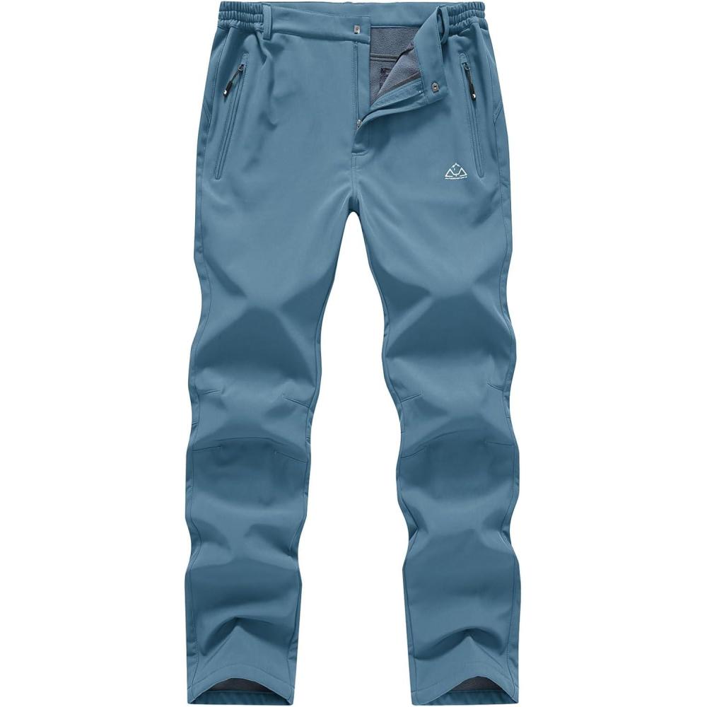 imageTBMPOY Mens Fleece Lined Snow Ski Pants Water Resistant Hiking Winter Outdoor Insulated Softshell Warm Snowboard PantsBlue