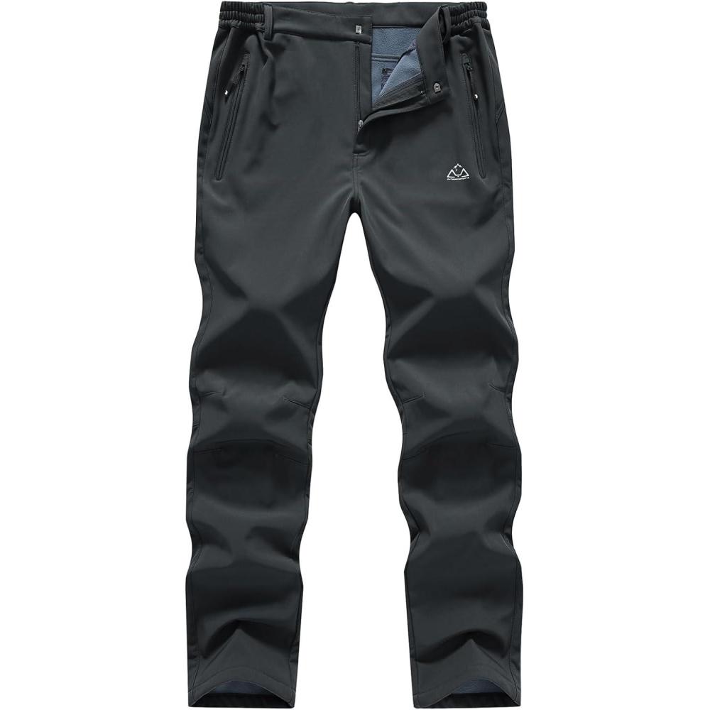 imageTBMPOY Mens Fleece Lined Snow Ski Pants Water Resistant Hiking Winter Outdoor Insulated Softshell Warm Snowboard PantsDark Grey