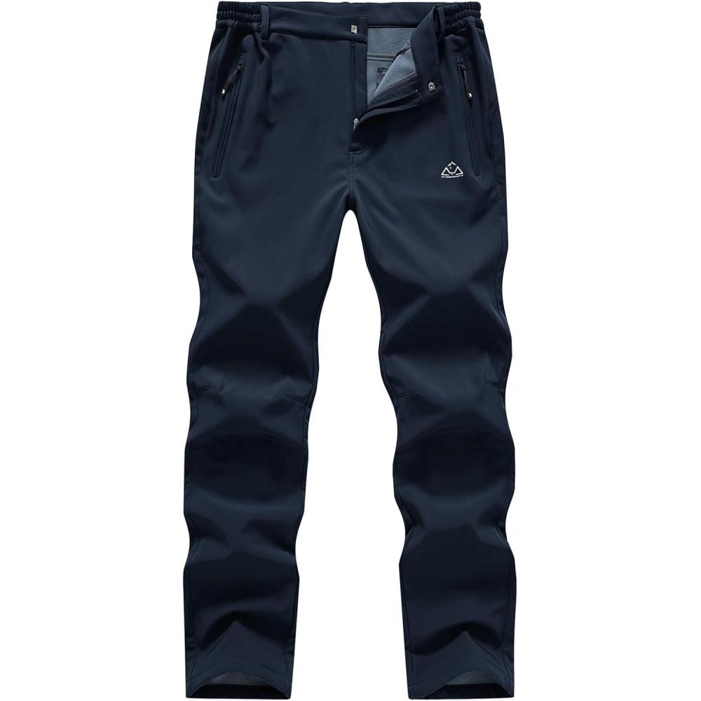 imageTBMPOY Mens Fleece Lined Snow Ski Pants Water Resistant Hiking Winter Outdoor Insulated Softshell Warm Snowboard PantsNavy