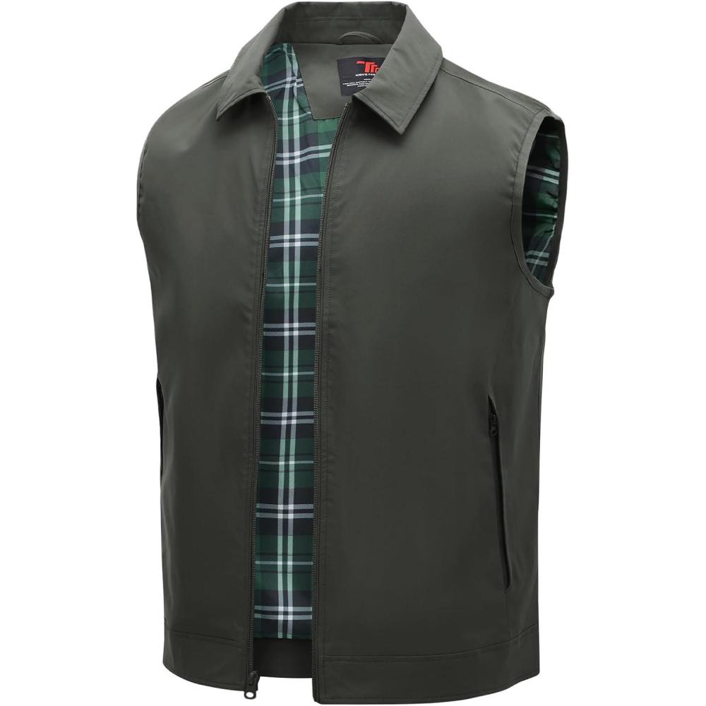 imageTBMPOY Mens Vest Casual Lightweight Thin Utility 3 Zip Pockets Stylish Sleeveless Jackets Summer Fall Golf Travel BusinessCharcoal Grey