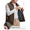 imageTBMPOY Mens Vest Casual Lightweight Thin Utility 3 Zip Pockets Stylish Sleeveless Jackets Summer Fall Golf Travel BusinessCofee