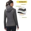 imageTBMPOY Womens Running Winter Jackets with Hood Warm Lightweight Insulated Water Resistant Puffer Jacket for Hiking GolfDark Grey