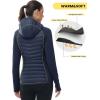 imageTBMPOY Womens Running Winter Jackets with Hood Warm Lightweight Insulated Water Resistant Puffer Jacket for Hiking GolfNavy Blue