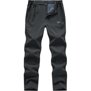 imageTBMPOY Mens Fleece Lined Snow Ski Pants Water Resistant Hiking Winter Outdoor Insulated Softshell Warm Snowboard PantsDark Grey