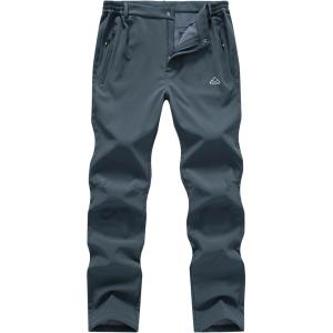 imageTBMPOY Mens Fleece Lined Snow Ski Pants Water Resistant Hiking Winter Outdoor Insulated Softshell Warm Snowboard PantsGrey