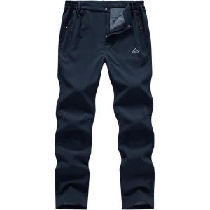 imageTBMPOY Mens Fleece Lined Snow Ski Pants Water Resistant Hiking Winter Outdoor Insulated Softshell Warm Snowboard PantsNavy