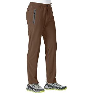 imageTBMPOY Mens Lightweight Hiking Travel Pants Athletic Outdoor Sports Elastic Waist Water Resistant Sweatpants 2 PocketsA18brown