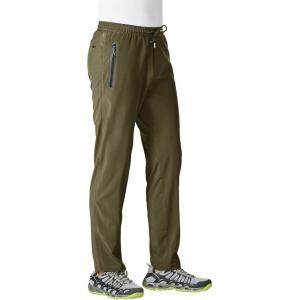 imageTBMPOY Mens Lightweight Hiking Travel Pants Athletic Outdoor Sports Elastic Waist Water Resistant Sweatpants 2 PocketsA20olive Green