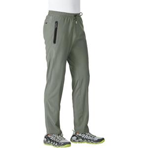 imageTBMPOY Mens Lightweight Hiking Travel Pants Athletic Outdoor Sports Elastic Waist Water Resistant Sweatpants 2 PocketsA24greyish Green