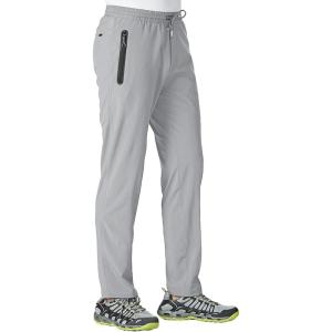 imageTBMPOY Mens Lightweight Hiking Travel Pants Athletic Outdoor Sports Elastic Waist Water Resistant Sweatpants 2 PocketsA5light Grey