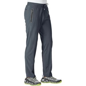 imageTBMPOY Mens Lightweight Hiking Travel Pants Athletic Outdoor Sports Elastic Waist Water Resistant Sweatpants 2 PocketsA7cool Grey