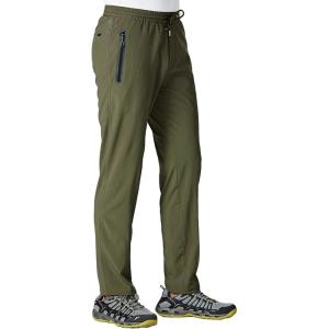 imageTBMPOY Mens Lightweight Hiking Travel Pants Athletic Outdoor Sports Elastic Waist Water Resistant Sweatpants 2 PocketsA8green