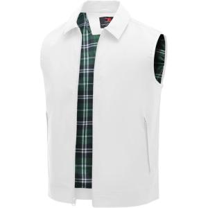 imageTBMPOY Mens Vest Casual Lightweight Thin Utility 3 Zip Pockets Stylish Sleeveless Jackets Summer Fall Golf Travel BusinessWhite