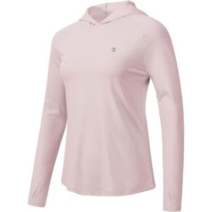 imageTBMPOY Womens UPF 50 Sun Protection Hoodie Shirt Long Sleeve Fishing Hiking Outdoor UV Shirt Lightweight1 Pocketlight Pink