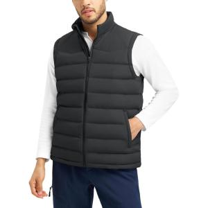 imageTBMPOY Mens Puffer Vest Lightweight Zip Up Sleeveless Jackets Outdoor Puffy Winter Insulated Outerwear for Running GolfBlack