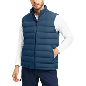 imageTBMPOY Mens Puffer Vest Lightweight Zip Up Sleeveless Jackets Outdoor Puffy Winter Insulated Outerwear for Running GolfDark Blue