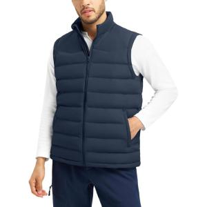 imageTBMPOY Mens Puffer Vest Lightweight Zip Up Sleeveless Jackets Outdoor Puffy Winter Insulated Outerwear for Running GolfNavy Blue