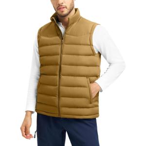 imageTBMPOY Mens Puffer Vest Lightweight Zip Up Sleeveless Jackets Outdoor Puffy Winter Insulated Outerwear for Running GolfOak Brown