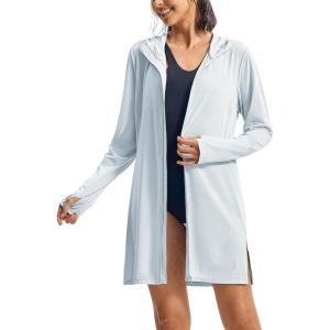 imageTBMPOY Womens Swim Cover Up UPF 50 Sun Protection Long Hoodie Jacket SPF Lightweight Beach Swimwear Coverups 2025Light Blue