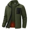imageTBMPOY Mens Sherpa Lined Jacket Winter Fleece Jackets Full Zip Outdoor Hiking Casual Coat Soft Warm Outwear with 5 PocketArmy Green