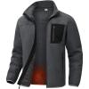 imageTBMPOY Mens Sherpa Lined Jacket Winter Fleece Jackets Full Zip Outdoor Hiking Casual Coat Soft Warm Outwear with 5 PocketDark Gray
