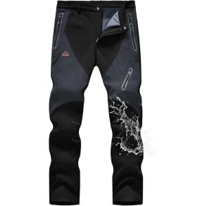 image:imageTBMPOY Mens Snow Pants Fleece Lined Hiking Winter Waterproof Softshell Ski Outdoor Insulated Climbing Pants Zipper Pockets1black