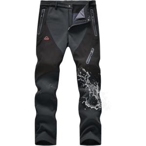 image:imageTBMPOY Mens Snow Pants Fleece Lined Hiking Winter Waterproof Softshell Ski Outdoor Insulated Climbing Pants Zipper Pockets1dark Gray