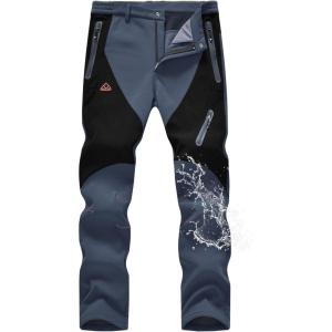 image:imageTBMPOY Mens Snow Pants Fleece Lined Hiking Winter Waterproof Softshell Ski Outdoor Insulated Climbing Pants Zipper Pockets1grey