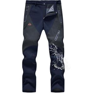 image:imageTBMPOY Mens Snow Pants Fleece Lined Hiking Winter Waterproof Softshell Ski Outdoor Insulated Climbing Pants Zipper Pockets1navy