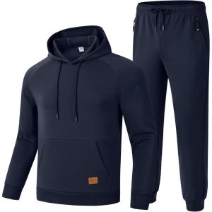 image:imageTBMPOY Mens Hooded Sweatsuits 2 Piece Set Hoodie Sweatshirt amp Jogger Sweatpants Jogging Sweat Track Suits Casual OutfitsDark Blue