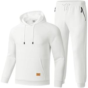 image:imageTBMPOY Mens Hooded Sweatsuits 2 Piece Set Hoodie Sweatshirt amp Jogger Sweatpants Jogging Sweat Track Suits Casual OutfitsWhite