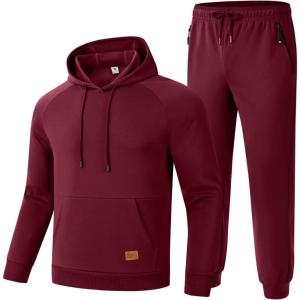 image:imageTBMPOY Mens Hooded Sweatsuits 2 Piece Set Hoodie Sweatshirt amp Jogger Sweatpants Jogging Sweat Track Suits Casual OutfitsWine Red