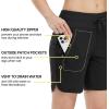 image:imageTBMPOY Womens Board Shorts 7 High Waisted Swim Beach Quick Dry Shorts with Zipper Pockets Water Liner Bathing BottomBlack