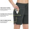 image:imageTBMPOY Womens Board Shorts 7 High Waisted Swim Beach Quick Dry Shorts with Zipper Pockets Water Liner Bathing BottomSteel Gray