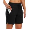 image:imageTBMPOY Womens Board Shorts 7 High Waisted Swim Beach Quick Dry Shorts with Zipper Pockets Water Liner Bathing BottomBlack