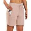 image:imageTBMPOY Womens Board Shorts 7 High Waisted Swim Beach Quick Dry Shorts with Zipper Pockets Water Liner Bathing BottomLight Pink