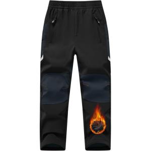 image:imageTBMPOY Boys Snow Ski Pants Kids Waterproof Fleece Lined Winter Hiking Snowboard Insulated Warm Pants Zipper PocketsBlack01