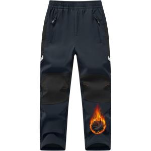 image:imageTBMPOY Boys Snow Ski Pants Kids Waterproof Fleece Lined Winter Hiking Snowboard Insulated Warm Pants Zipper PocketsDark Grey01